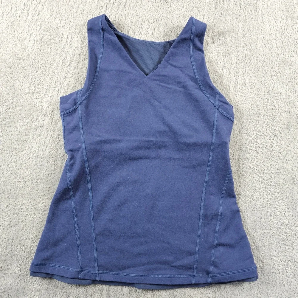 Lululemon Navy Blue Racerback Tank Top Shelf Bra Keyhole Back Size 6